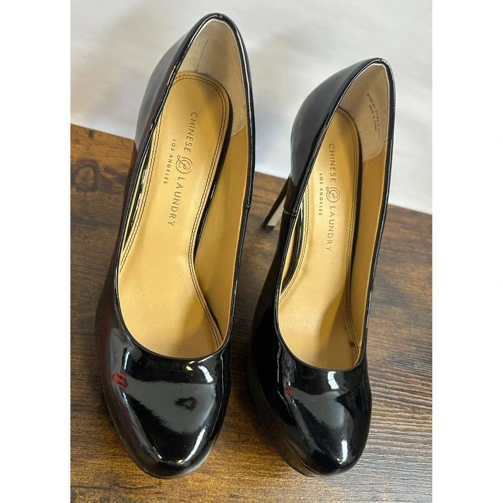 Chinese Laundry Black Patent Platform Pumps Stiletto Heel Elegant Classy Size 11 - Picture 7 of 15
